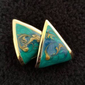 Gold Marble Effect Vintage Earrings